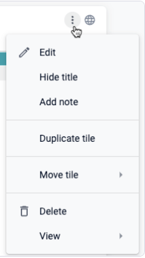 Tile actions menu in the edit view